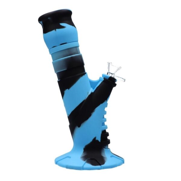 10" 2-Piece Silicone Sherlock Herb Pipe - Blue/Black