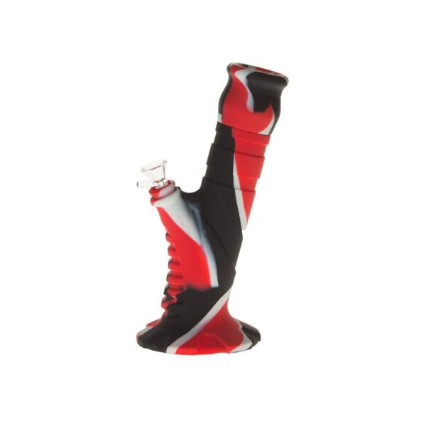 10" 2-Piece Silicone Sherlock Herb Pipe - Red/Black/White