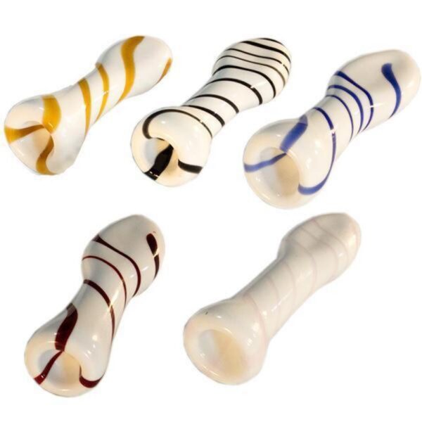 Glass One Hitter - White w/ Red