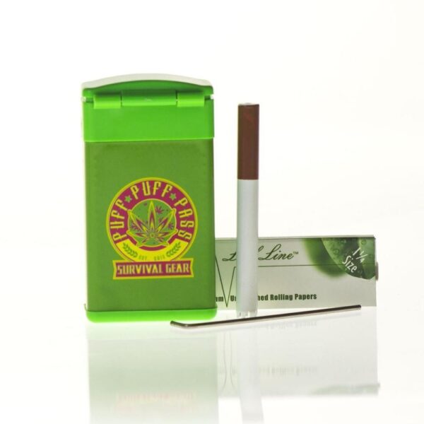 Survival Kit w/ One Hitter Rolling Papers & Dab Tool - Green