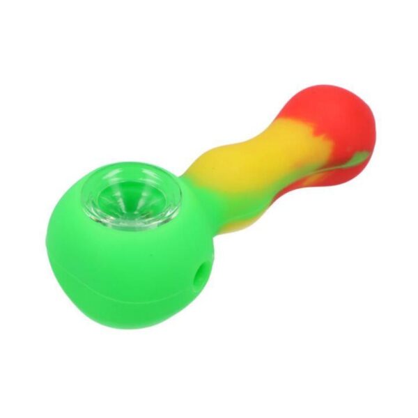 4" Silicone Pipe w/ Glass Bowl & Secret Storage - Rasta