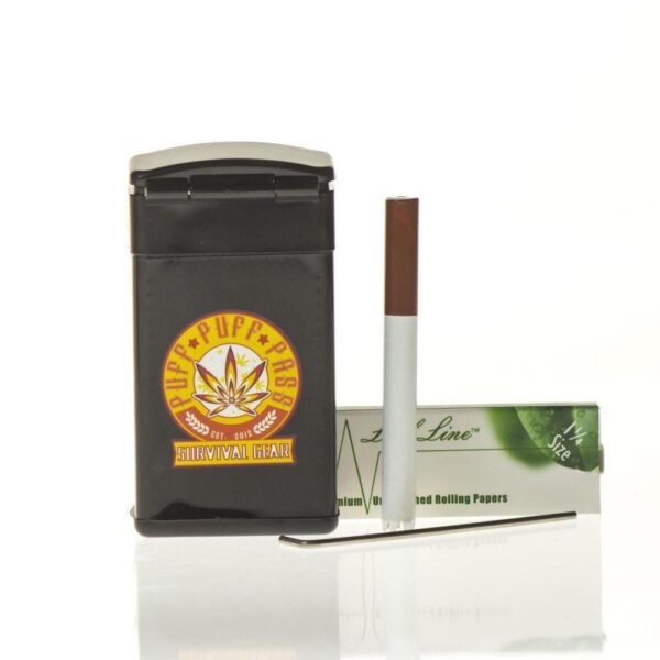 Survival Kit w/ One Hitter Rolling Papers & Dab Tool - Black