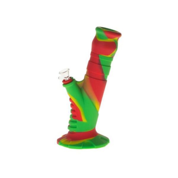 10" 2-Piece Silicone Sherlock Herb Pipe - Rasta